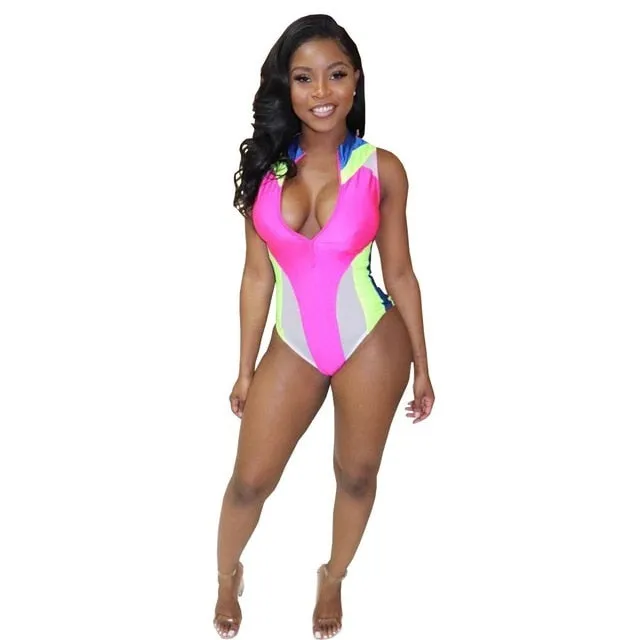 2021 Summer Sports One Piece Swimsuit Women Sizes S - XL