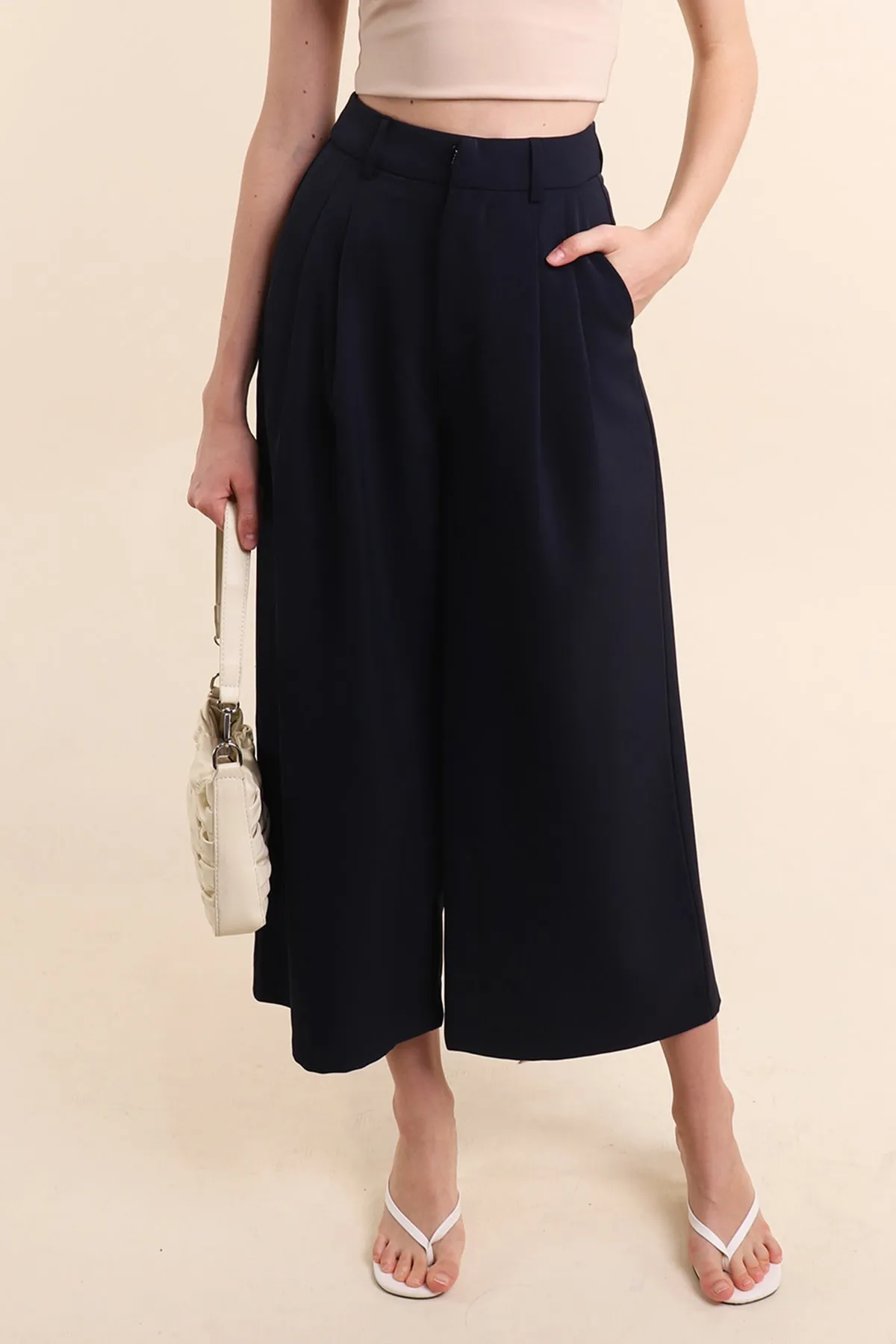 ALVIE WIDE-LEGGED PANTS IN NAVY