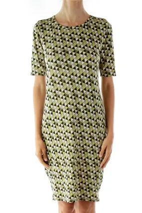 Black and Green Print T-Shirt Dress