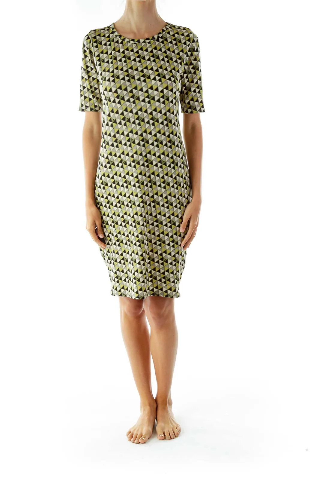 Black and Green Print T-Shirt Dress