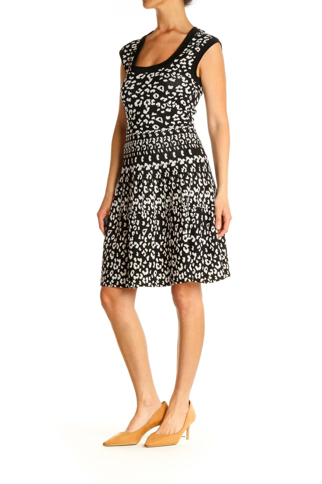 Black Animal Print Fit & Flare Dress