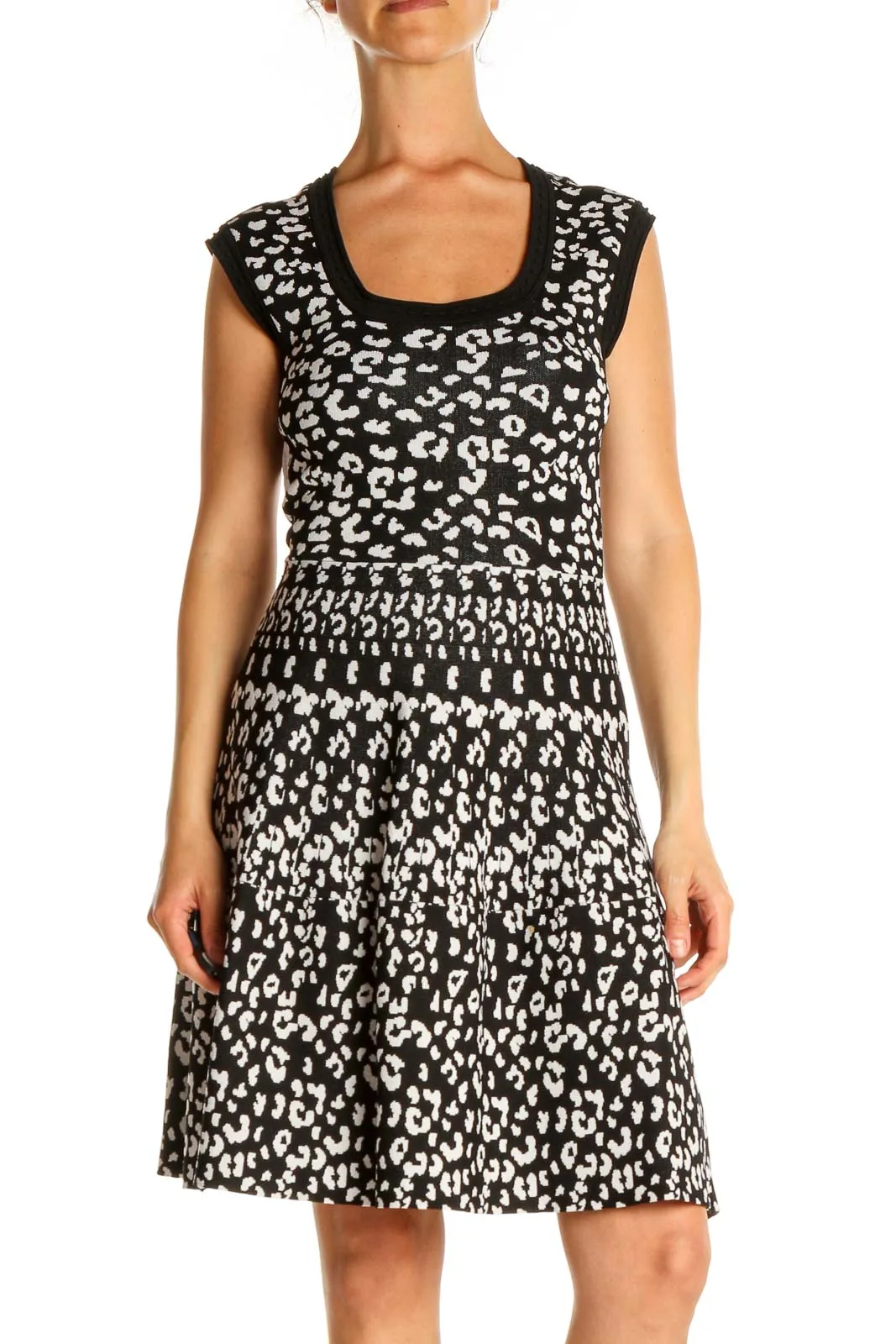 Black Animal Print Fit & Flare Dress