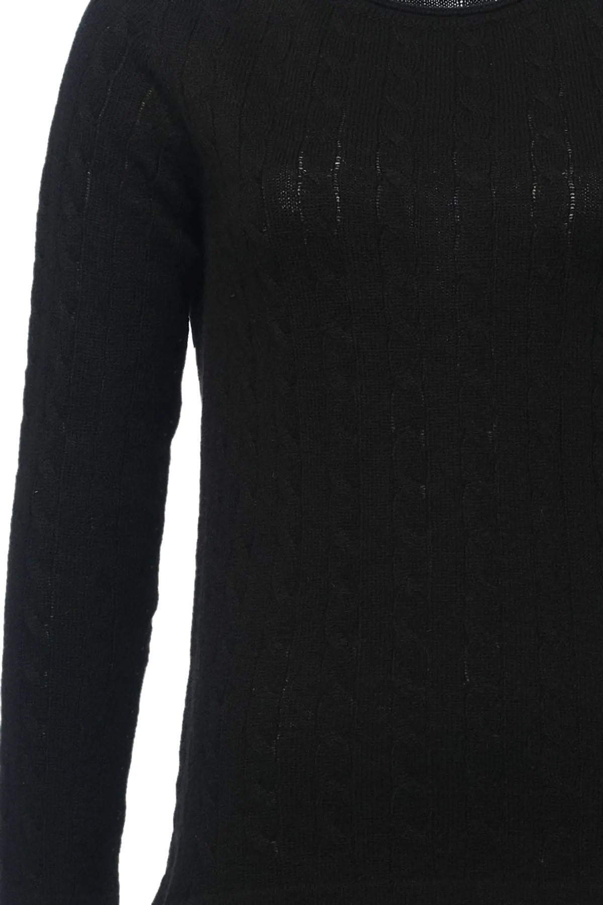 Black Cashmere and Wool Amelia Round Neck Women's Sweater