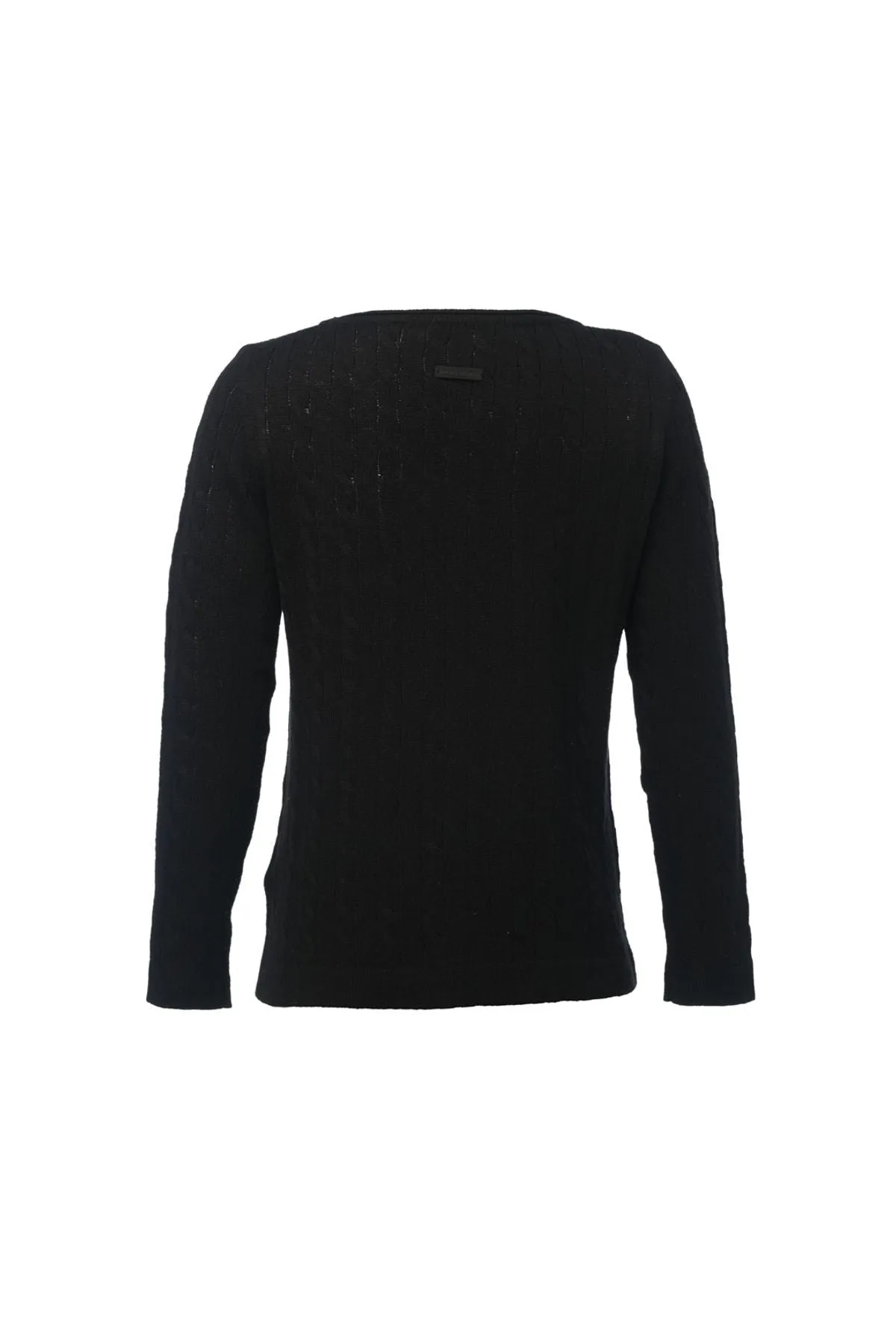 Black Cashmere and Wool Amelia Round Neck Women's Sweater