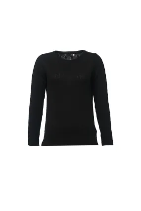 Black Cashmere and Wool Amelia Round Neck Women's Sweater