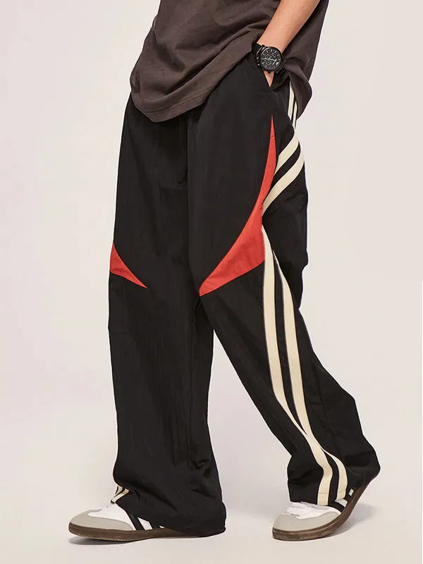 Black Dual Color Track Pants