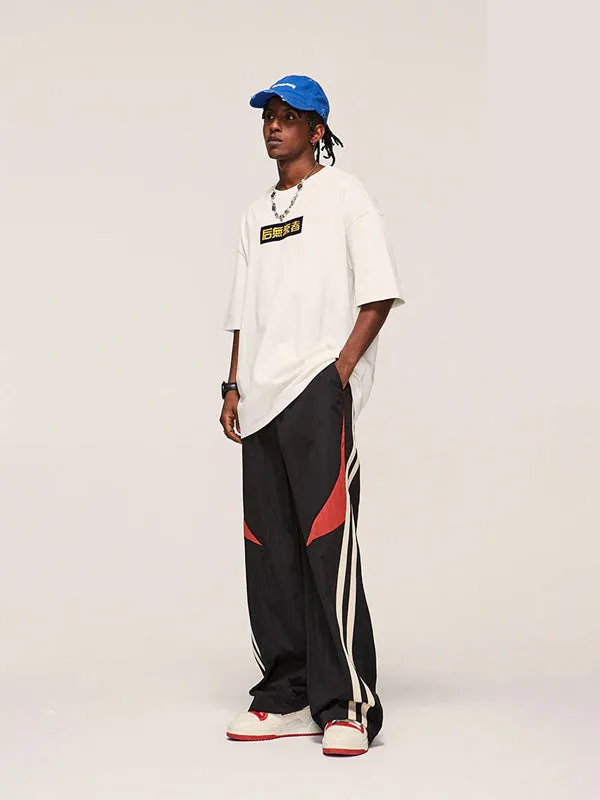 Black Dual Color Track Pants