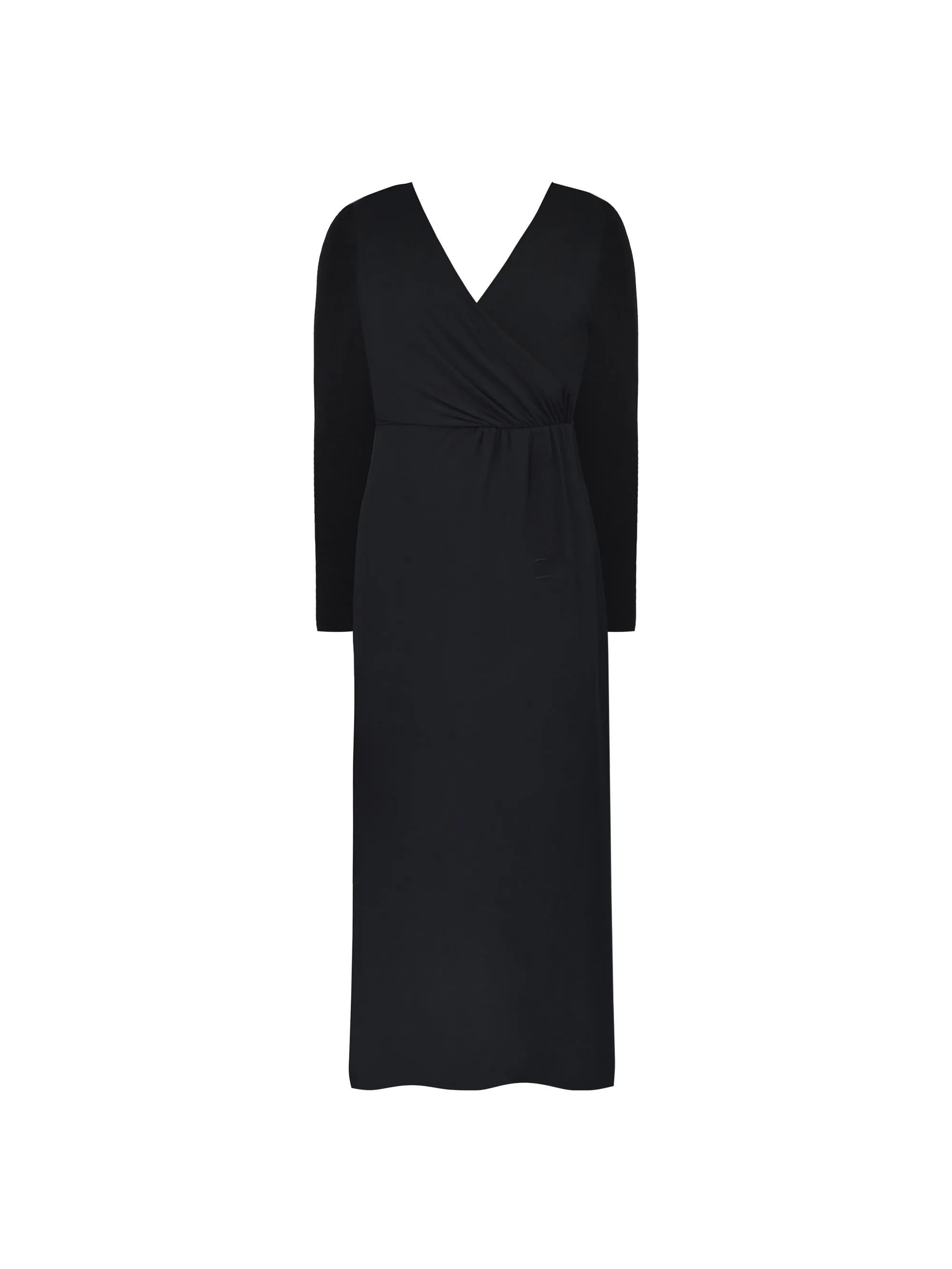 Black Jersey Long Sleeve Wrap Dress