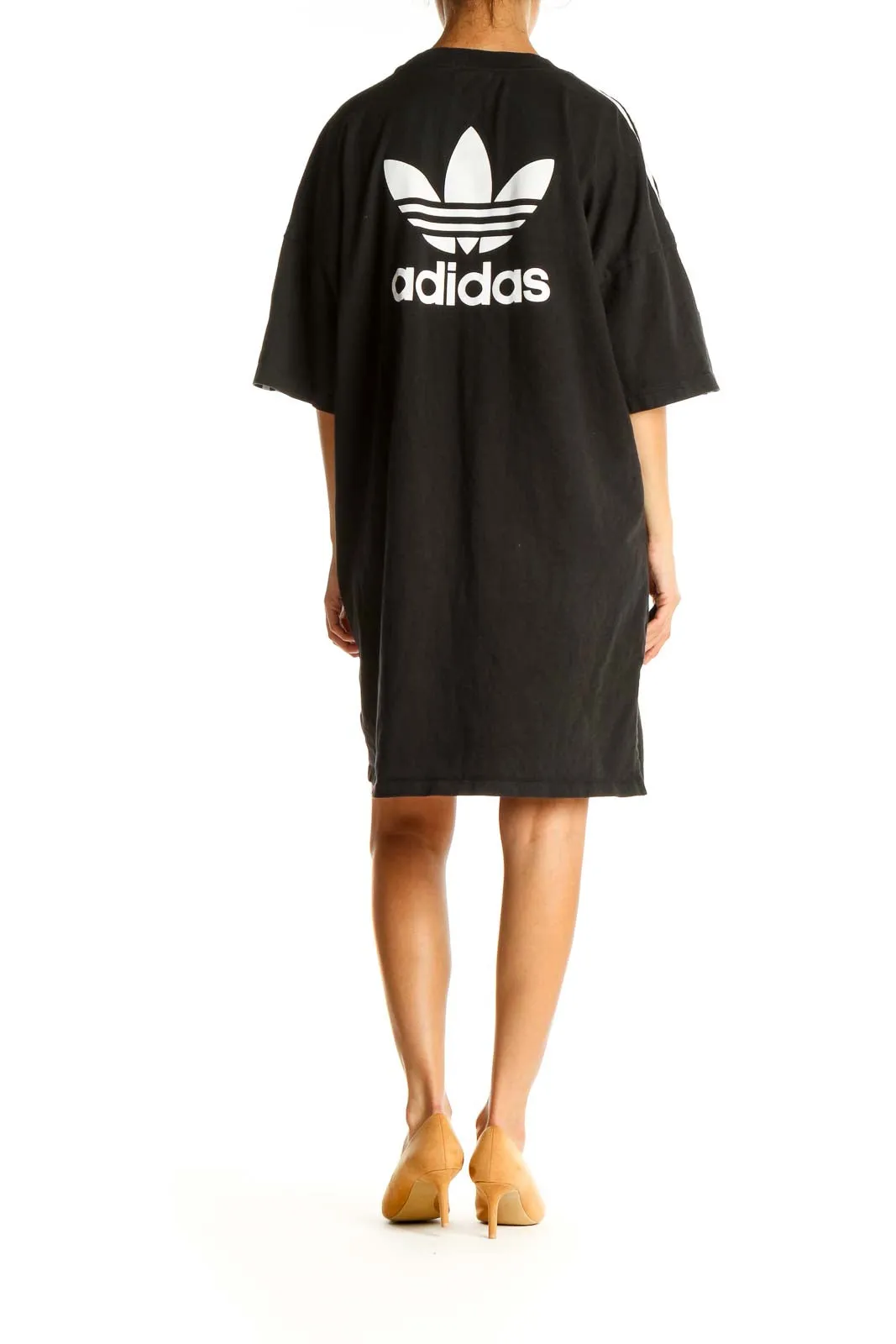 Black Solid Activewear T-Shirt Dress