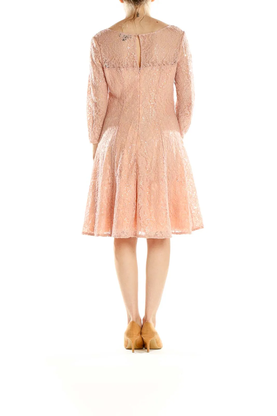 Blush Lace Fit-and-Flare Cocktail Dress