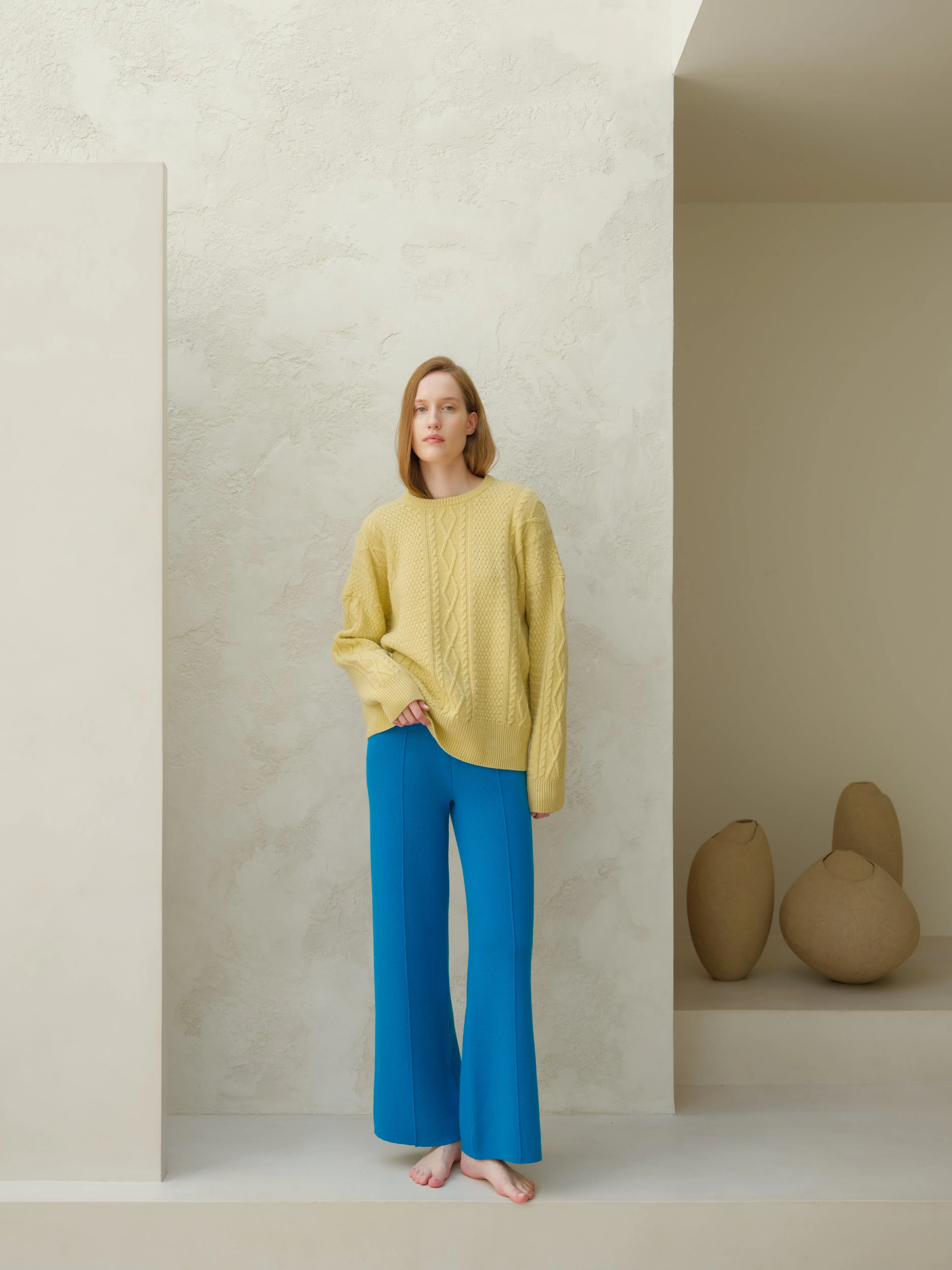 Cashmere Mix Wide Legged Trousers