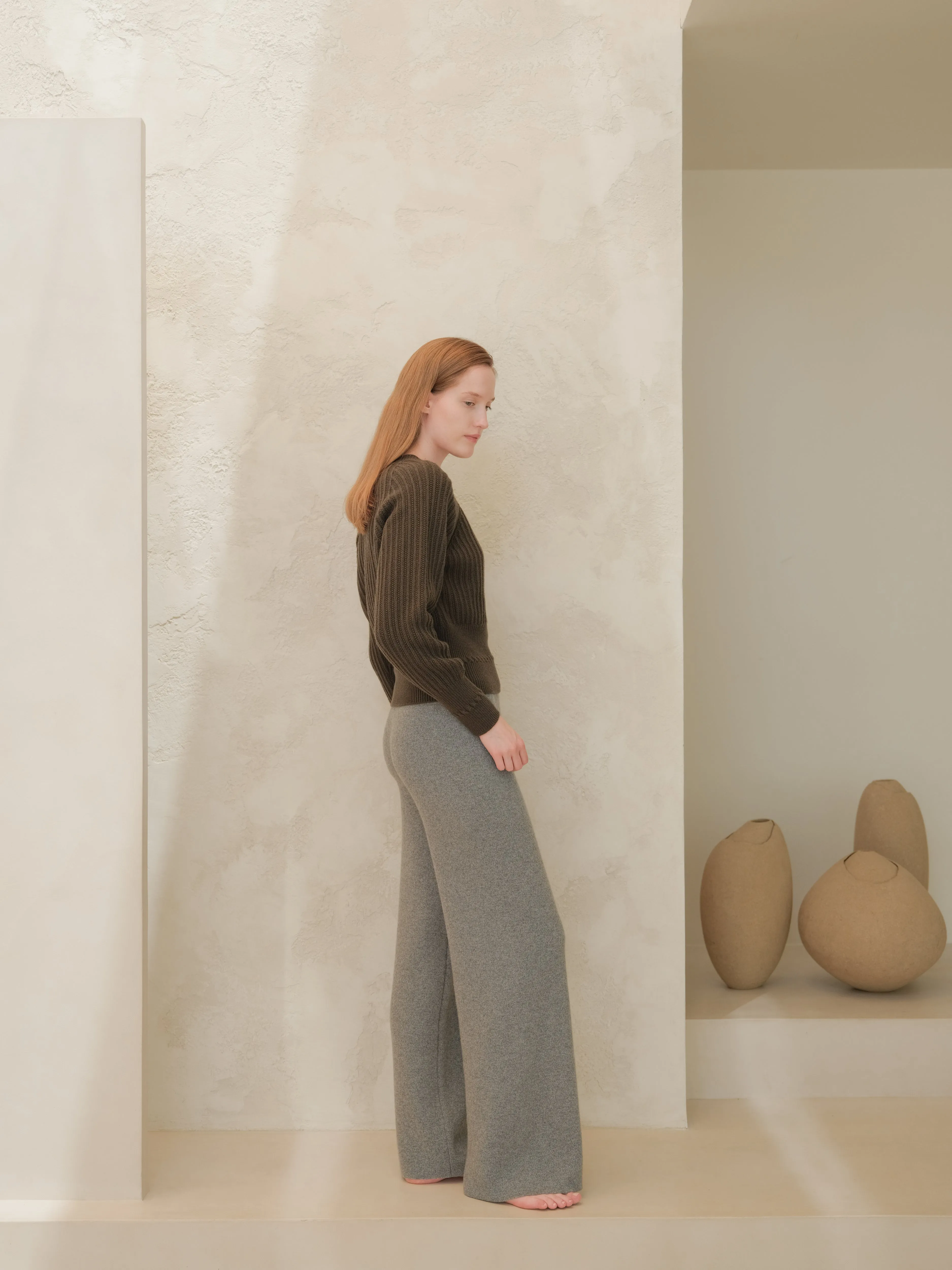 Cashmere Mix Wide Legged Trousers