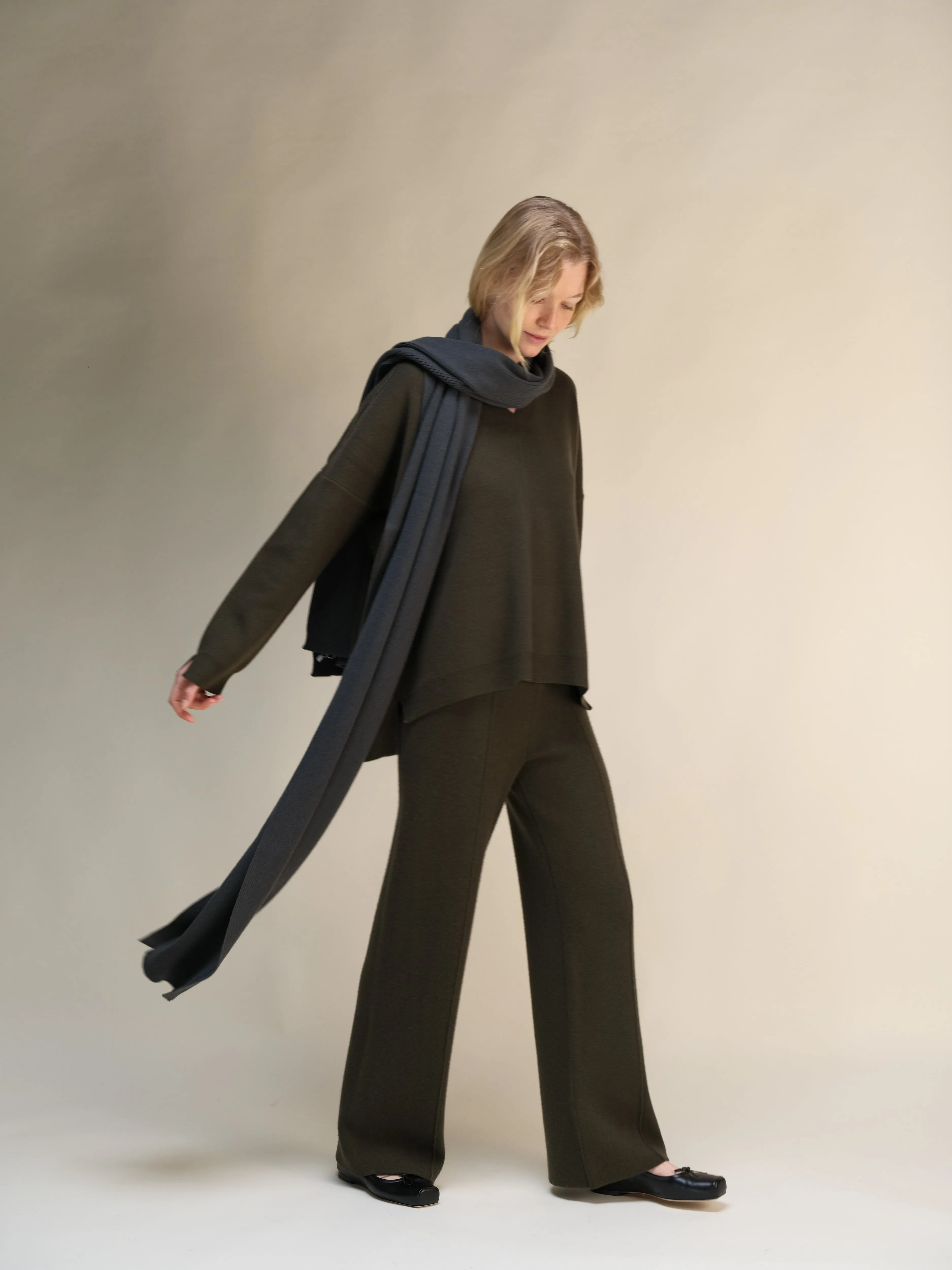 Cashmere Mix Wide Legged Trousers