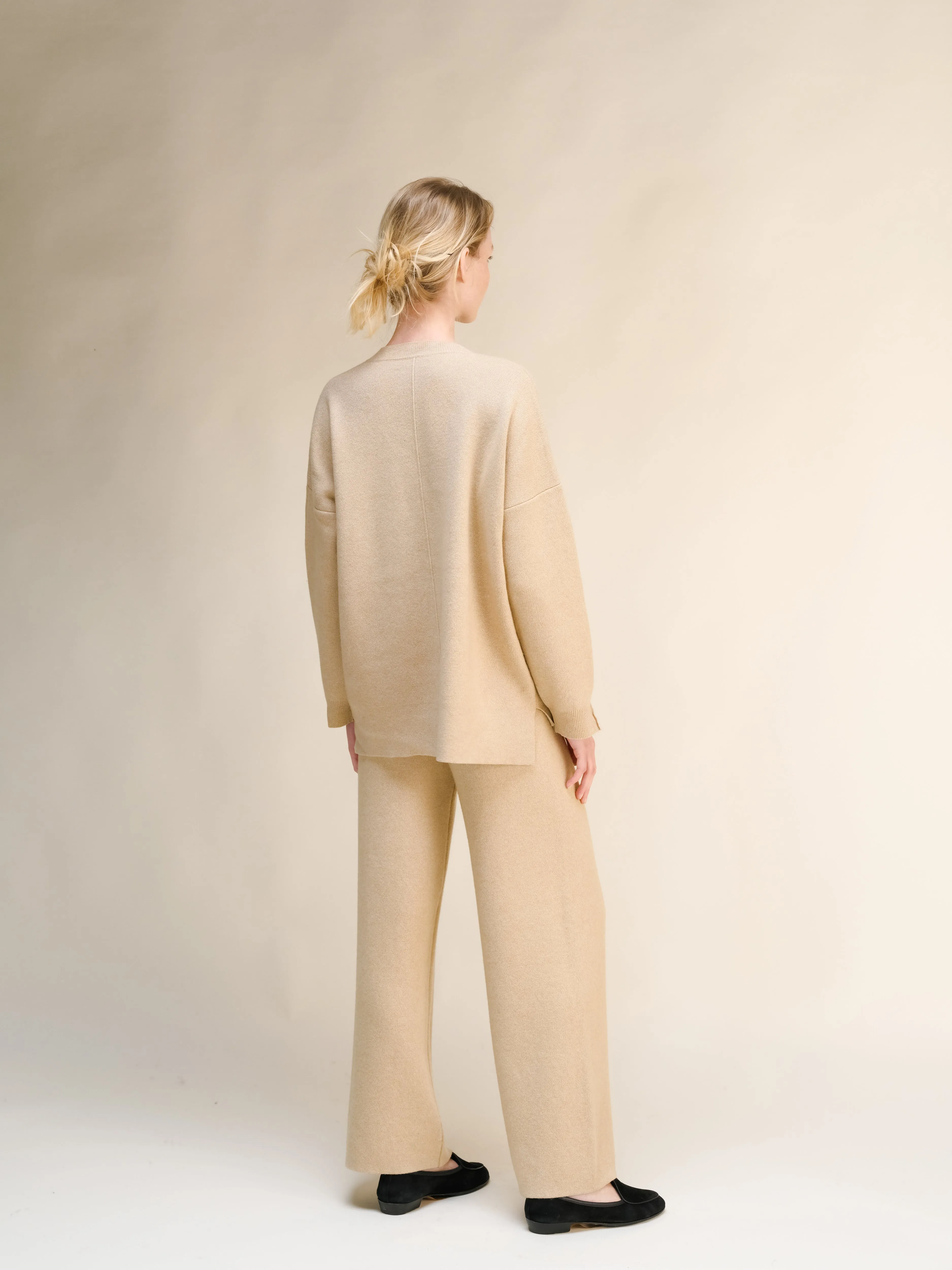 Cashmere Mix Wide Legged Trousers