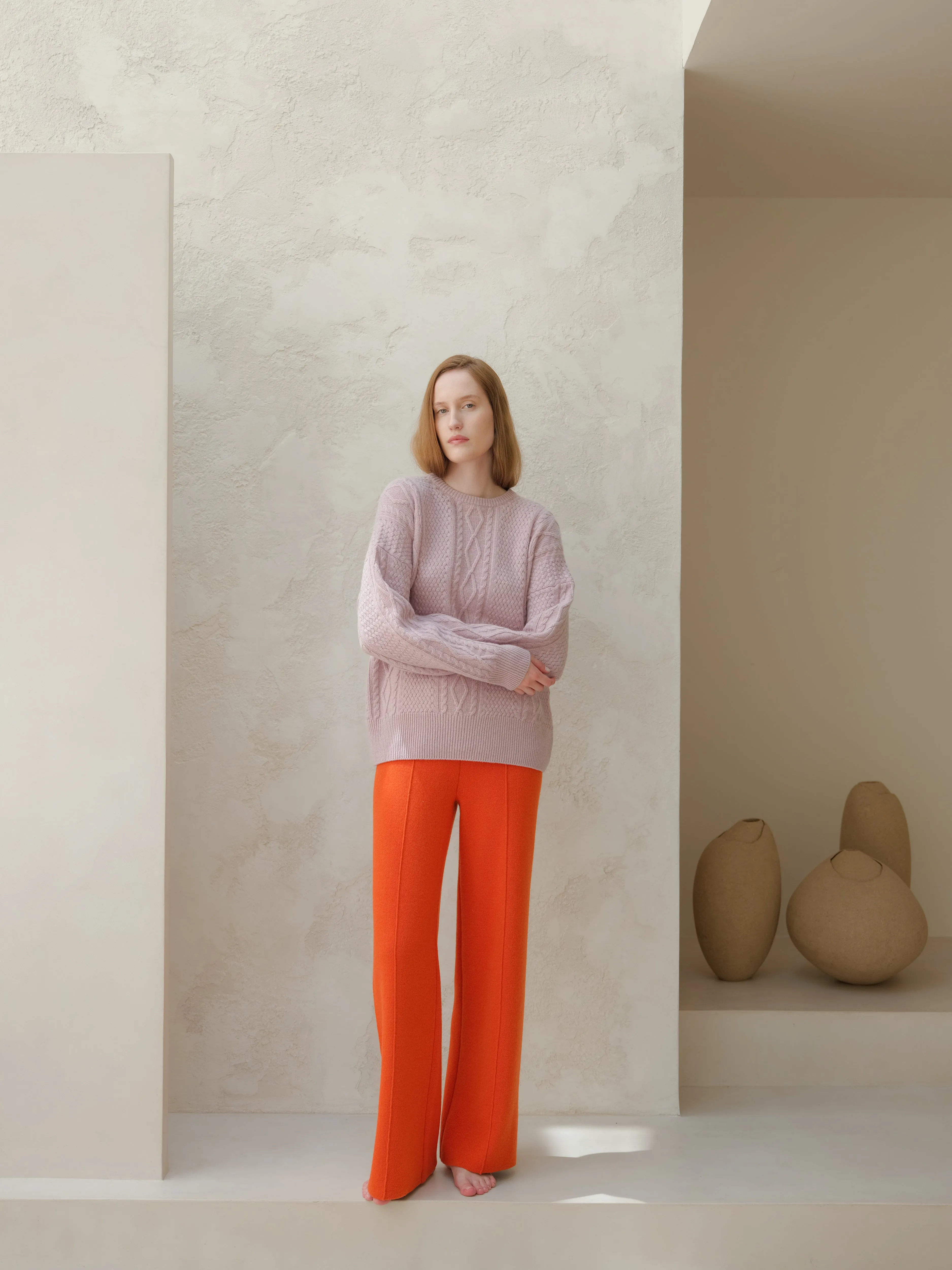 Cashmere Mix Wide Legged Trousers