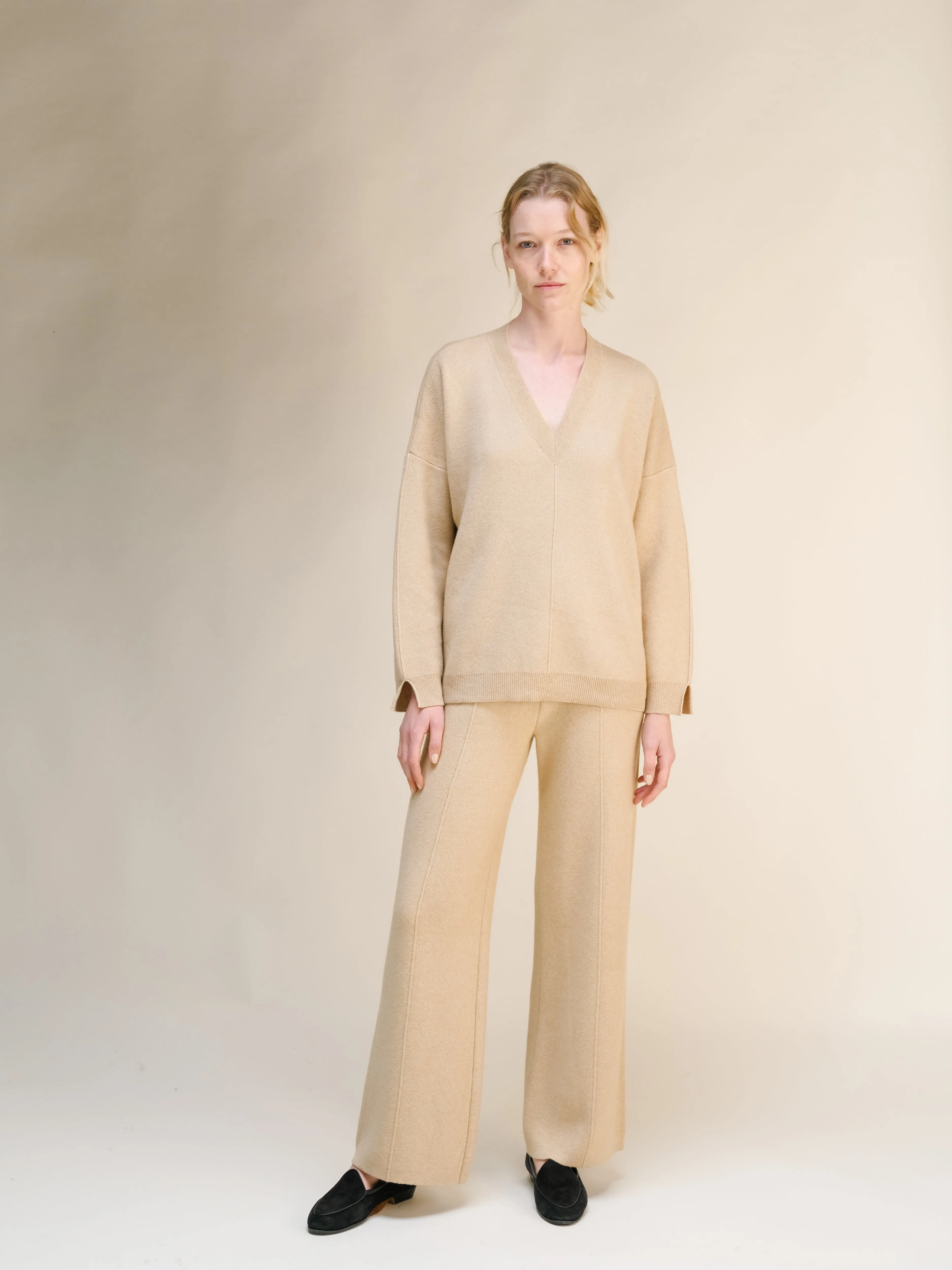 Cashmere Mix Wide Legged Trousers