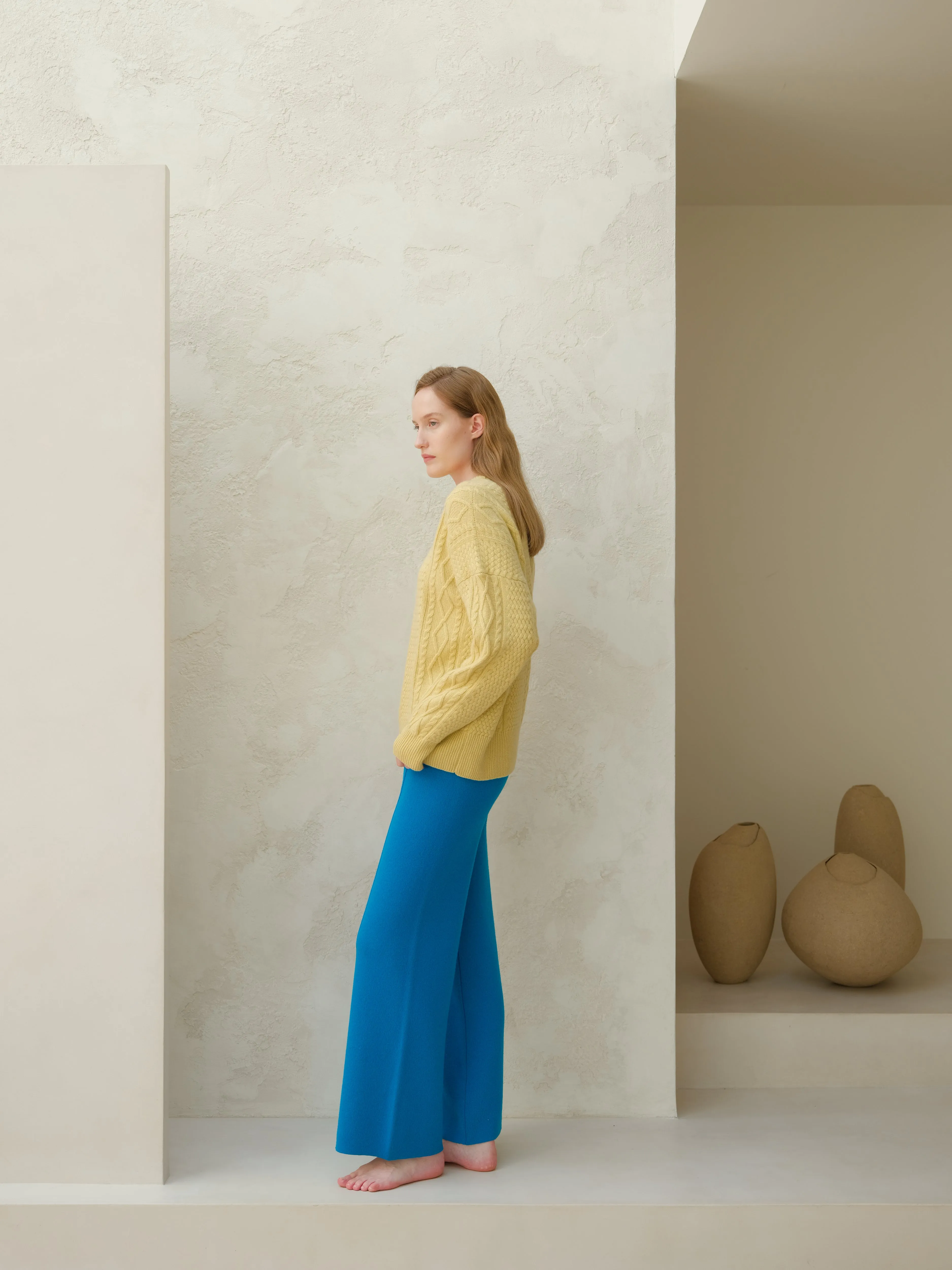 Cashmere Mix Wide Legged Trousers