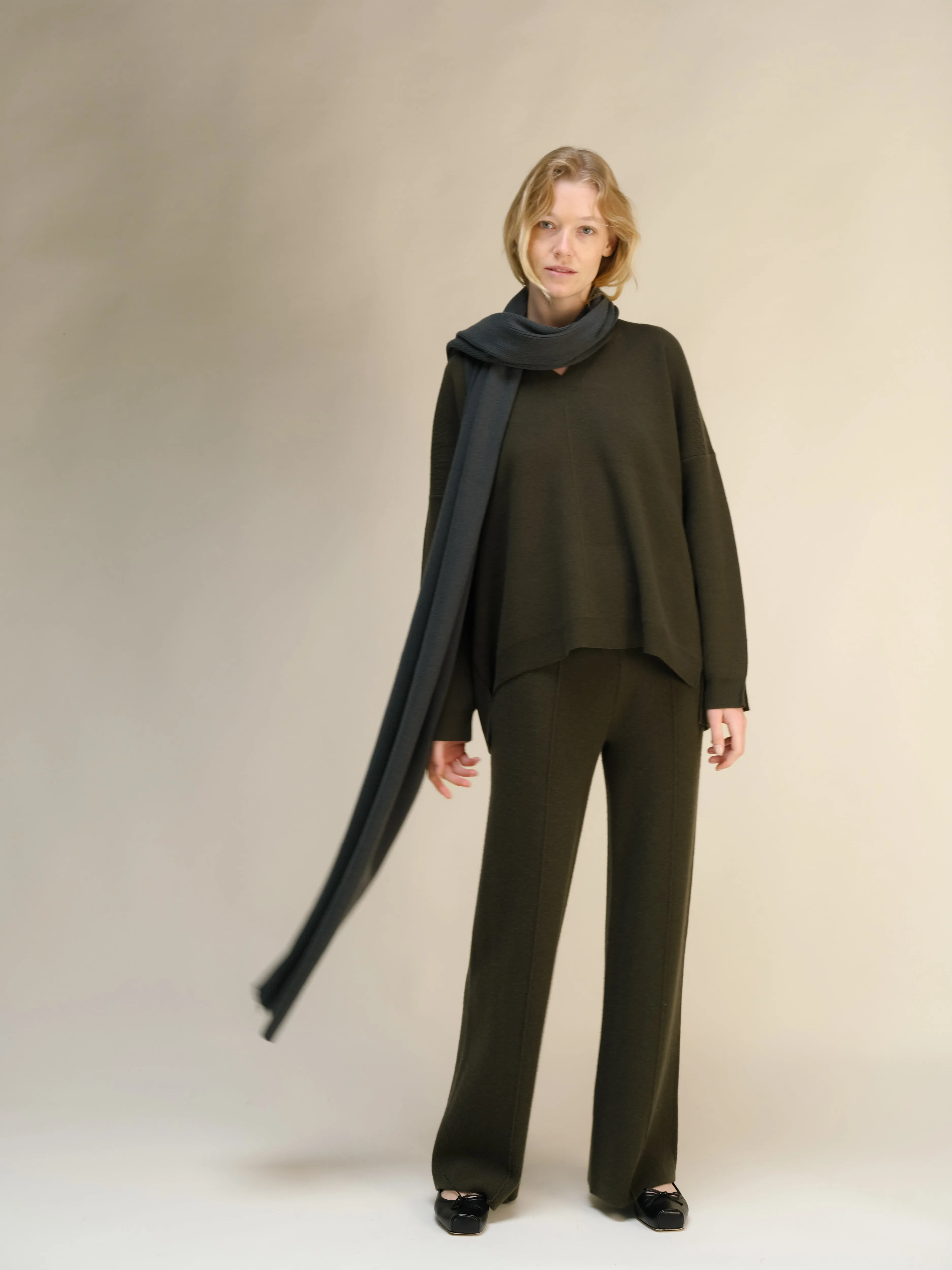 Cashmere Mix Wide Legged Trousers