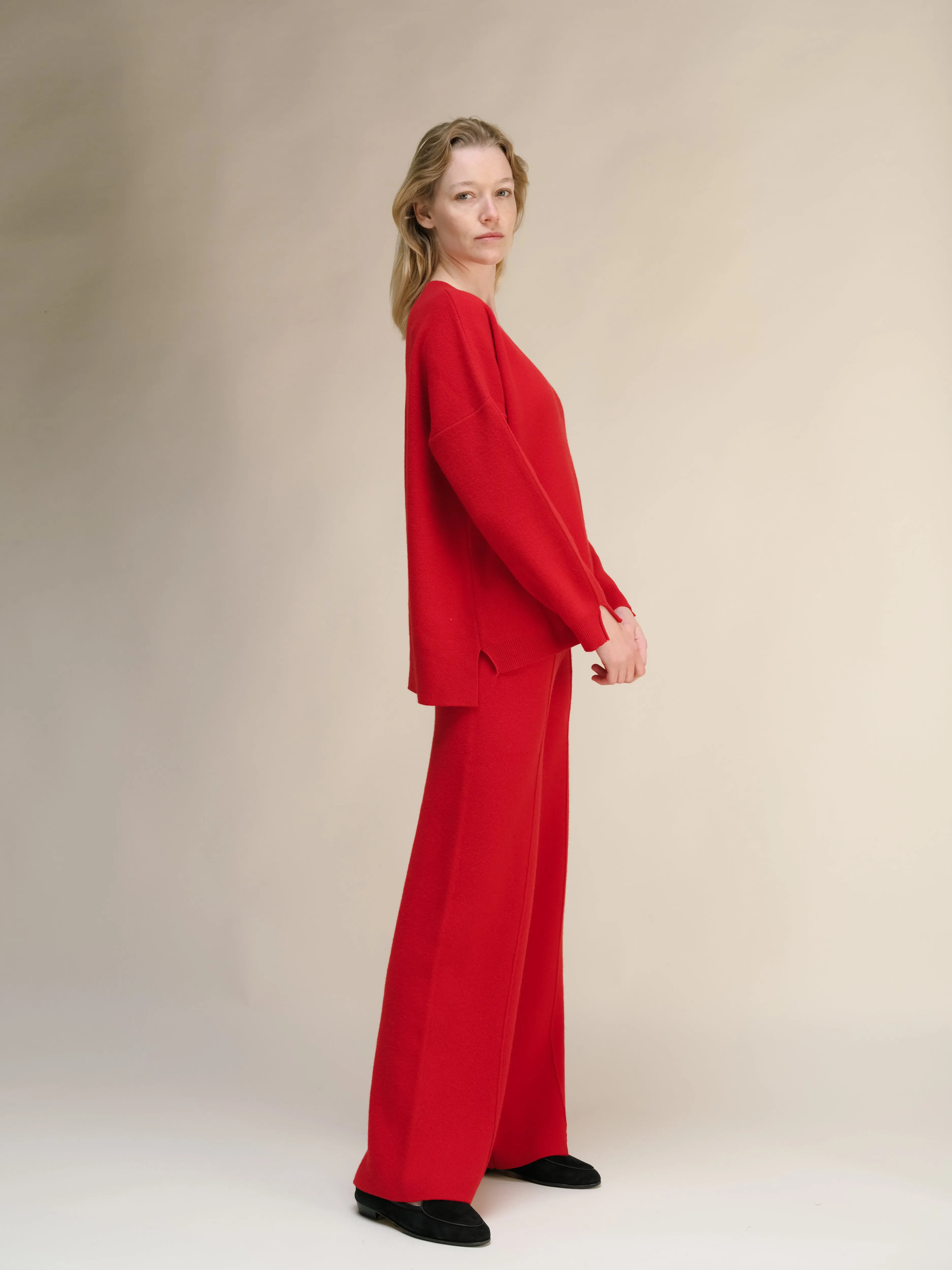 Cashmere Mix Wide Legged Trousers