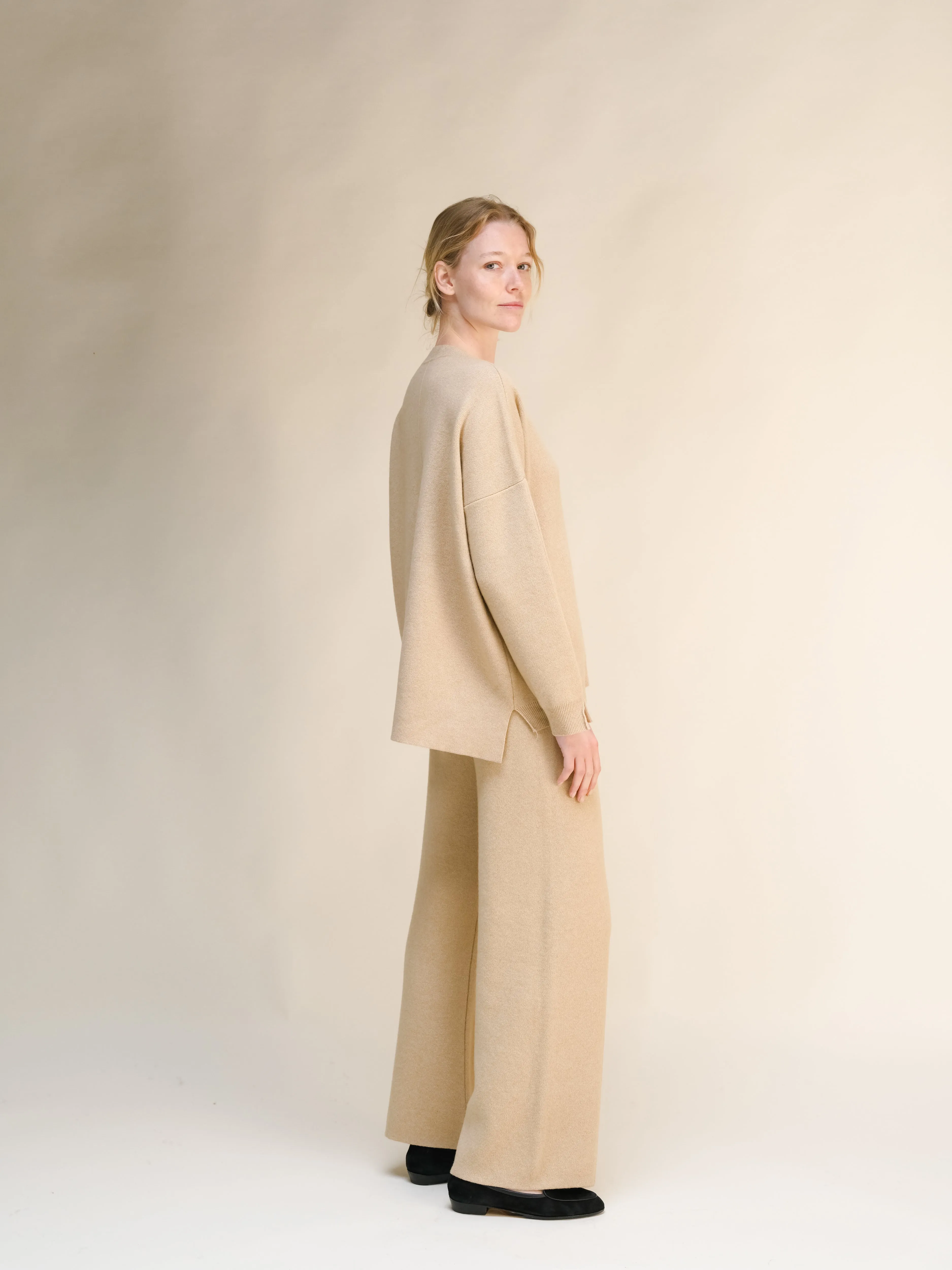 Cashmere Mix Wide Legged Trousers