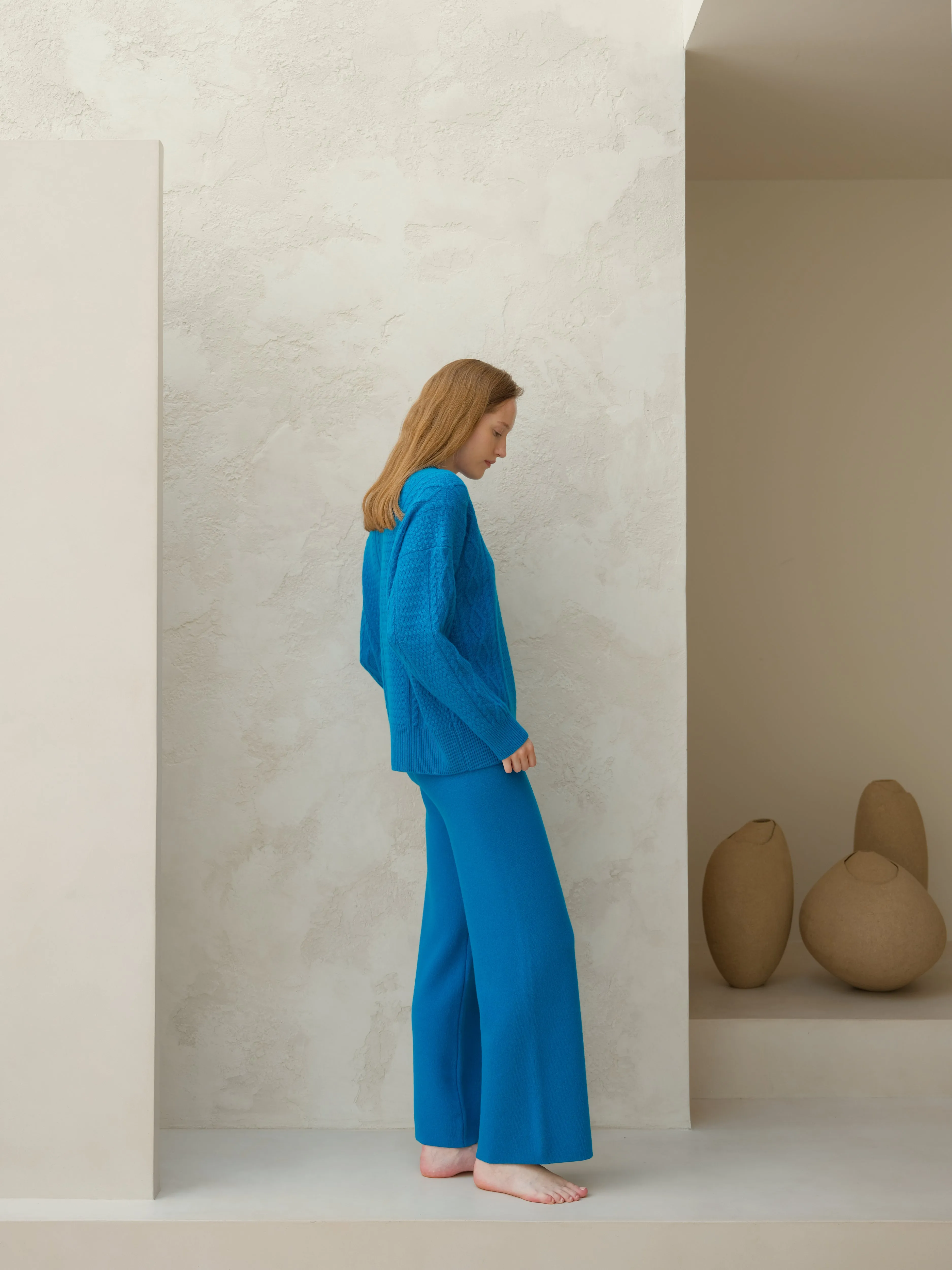 Cashmere Mix Wide Legged Trousers