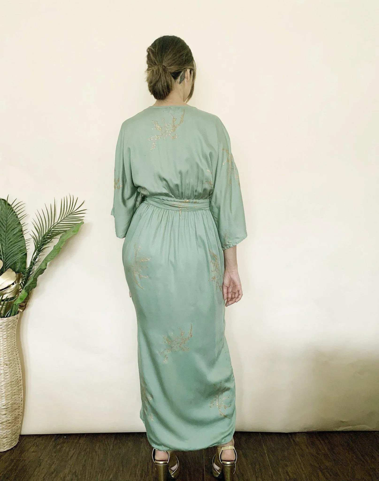 Cherry Blossom Maxi Wrap in Sage   Gold