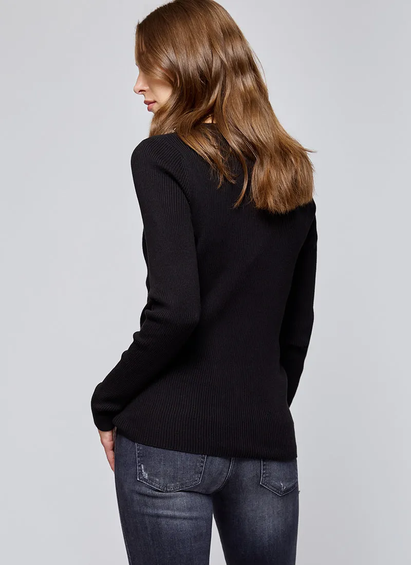 Crewneck Ribbed Cotton Viscose Sweater