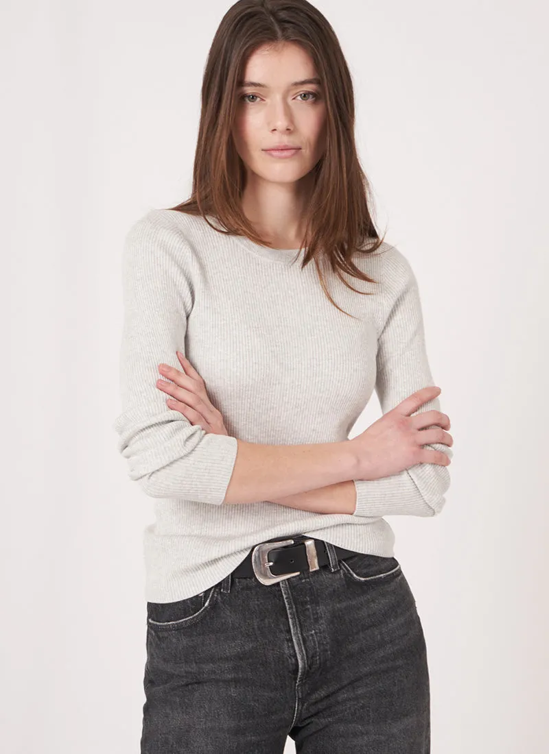 Crewneck Ribbed Cotton Viscose Sweater