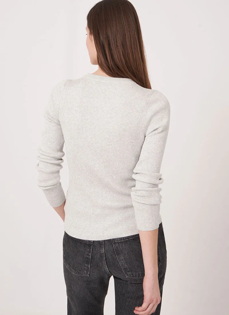 Crewneck Ribbed Cotton Viscose Sweater