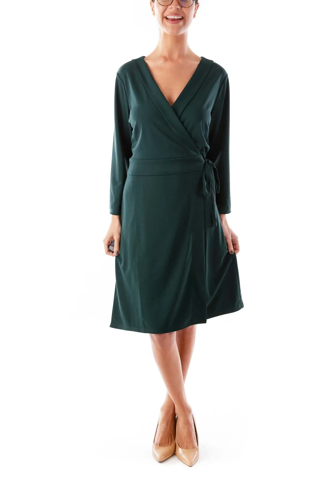 Dark Green Wrap Dress