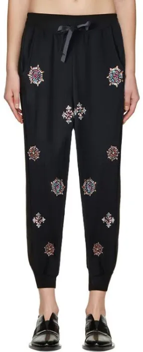 Embellished Black Track Pants