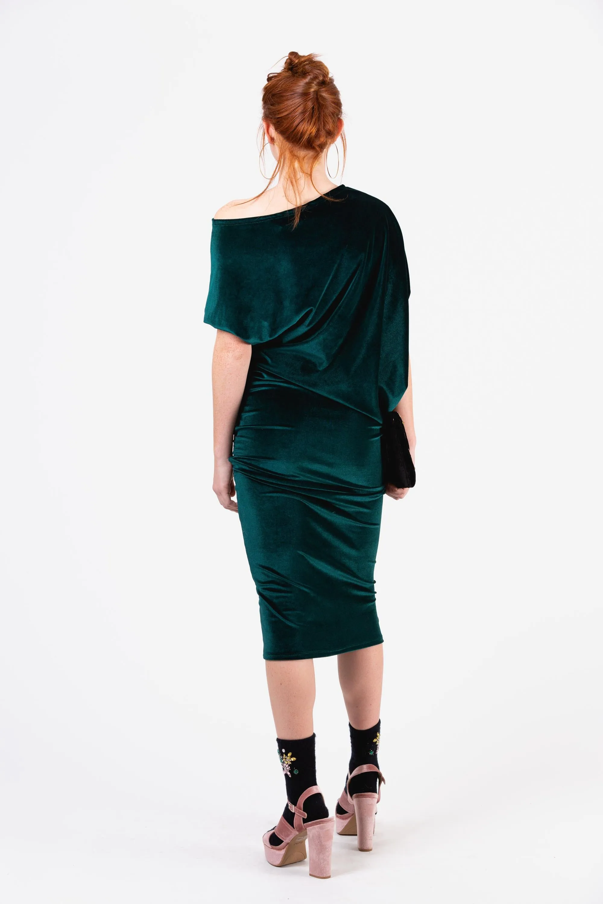 Emerald Velvet Angle Dress