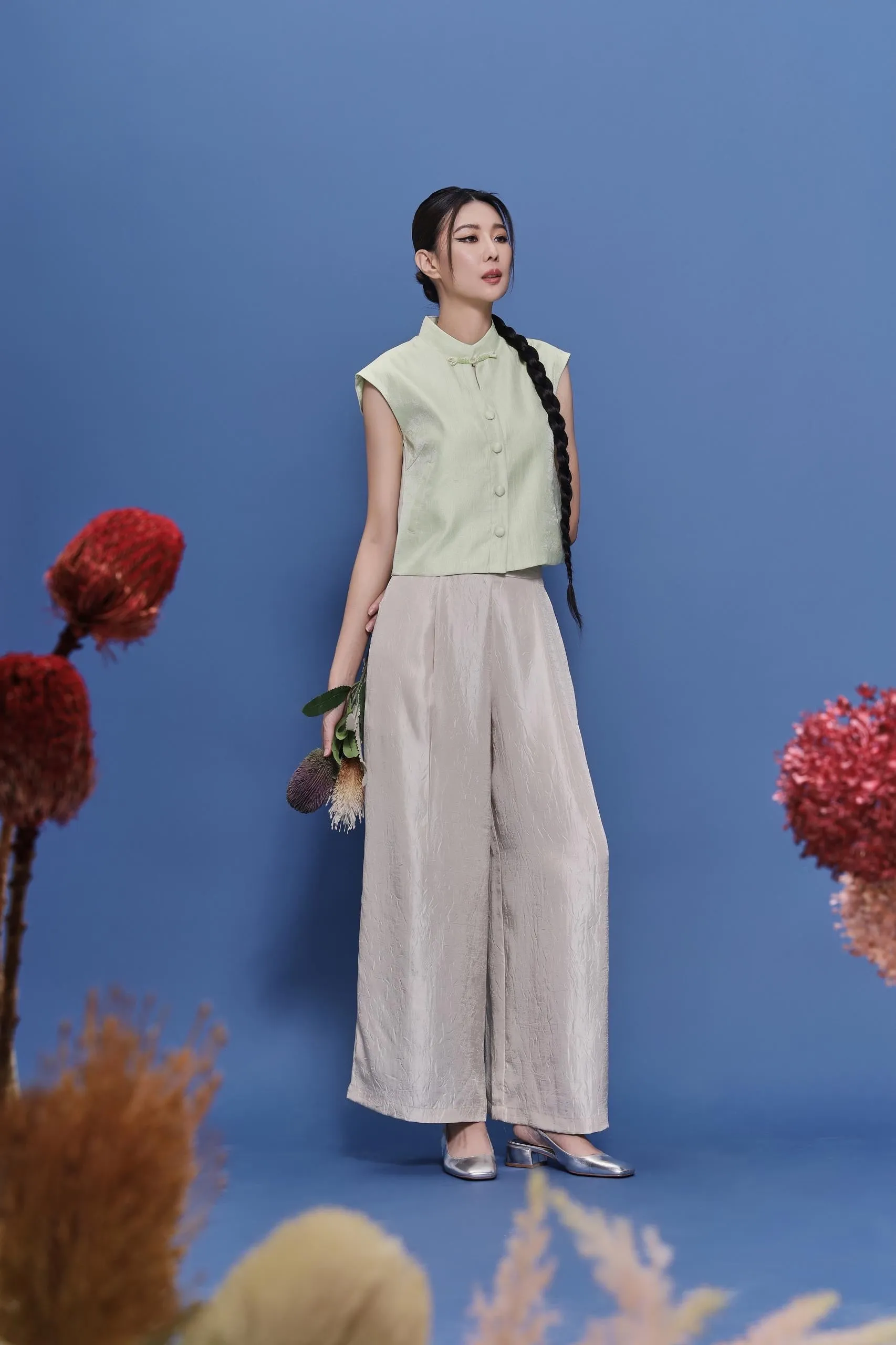 Feng Wide Legged Satin Pants