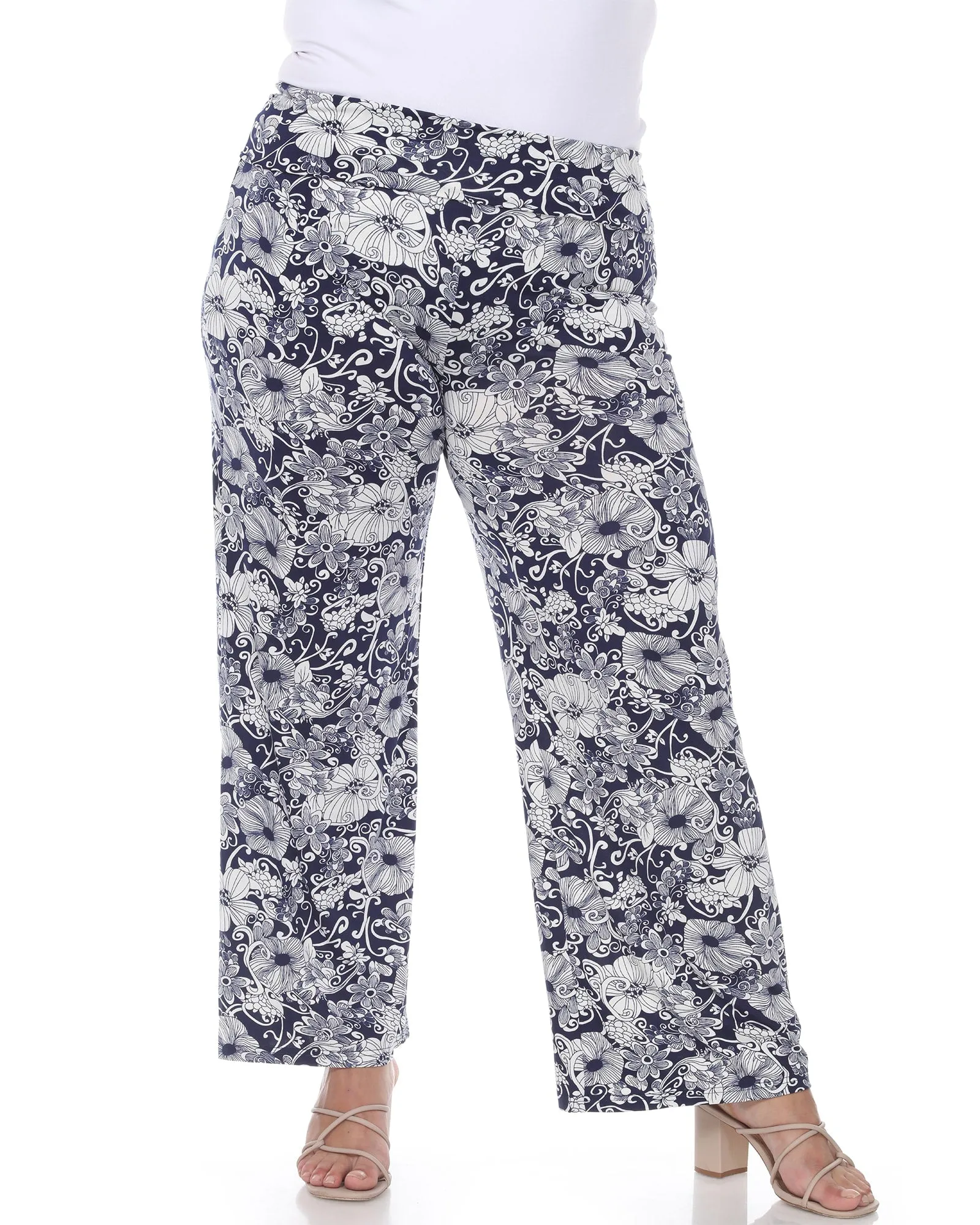 Floral Paisley Palazzo Pants | Navy