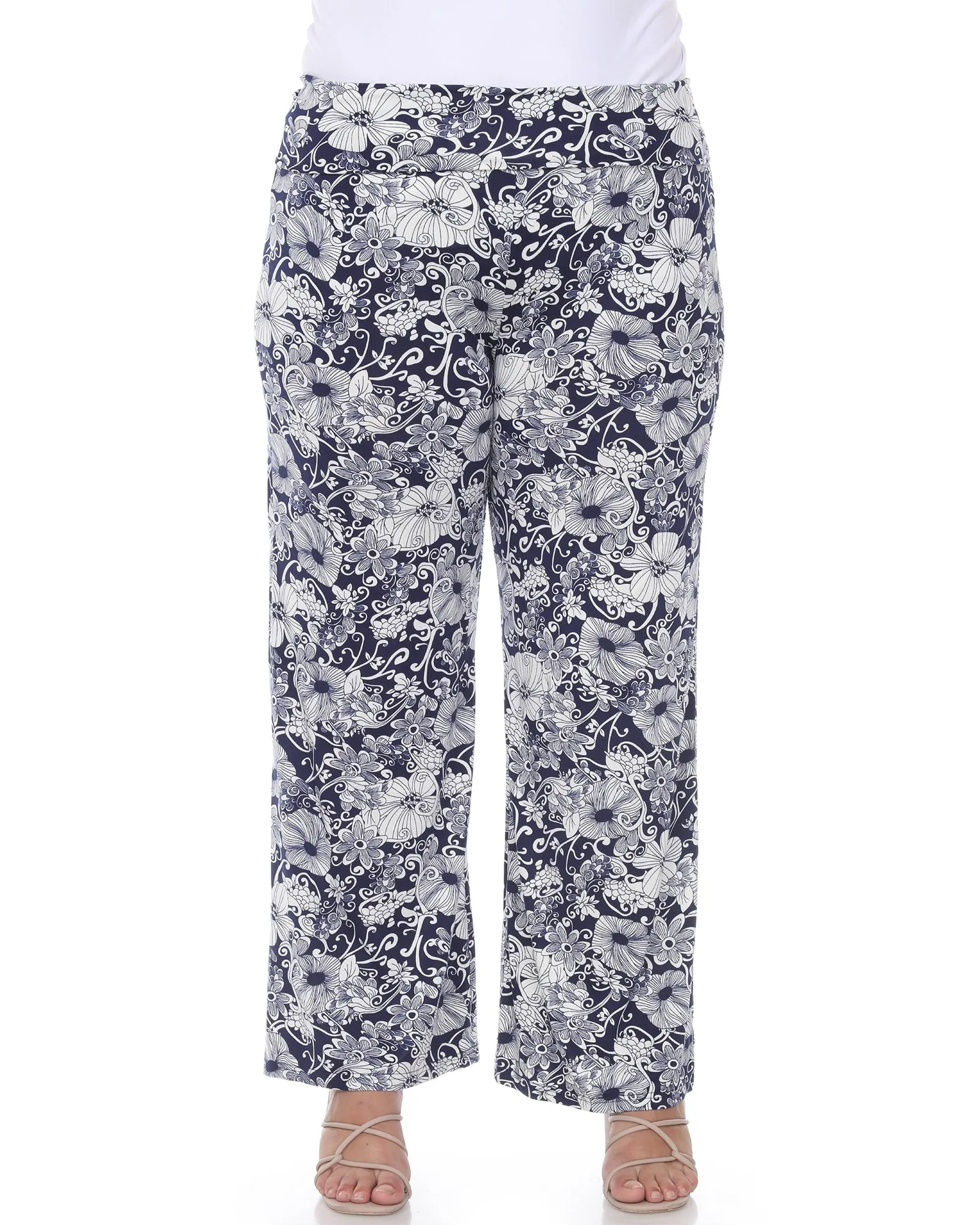 Floral Paisley Palazzo Pants | Navy