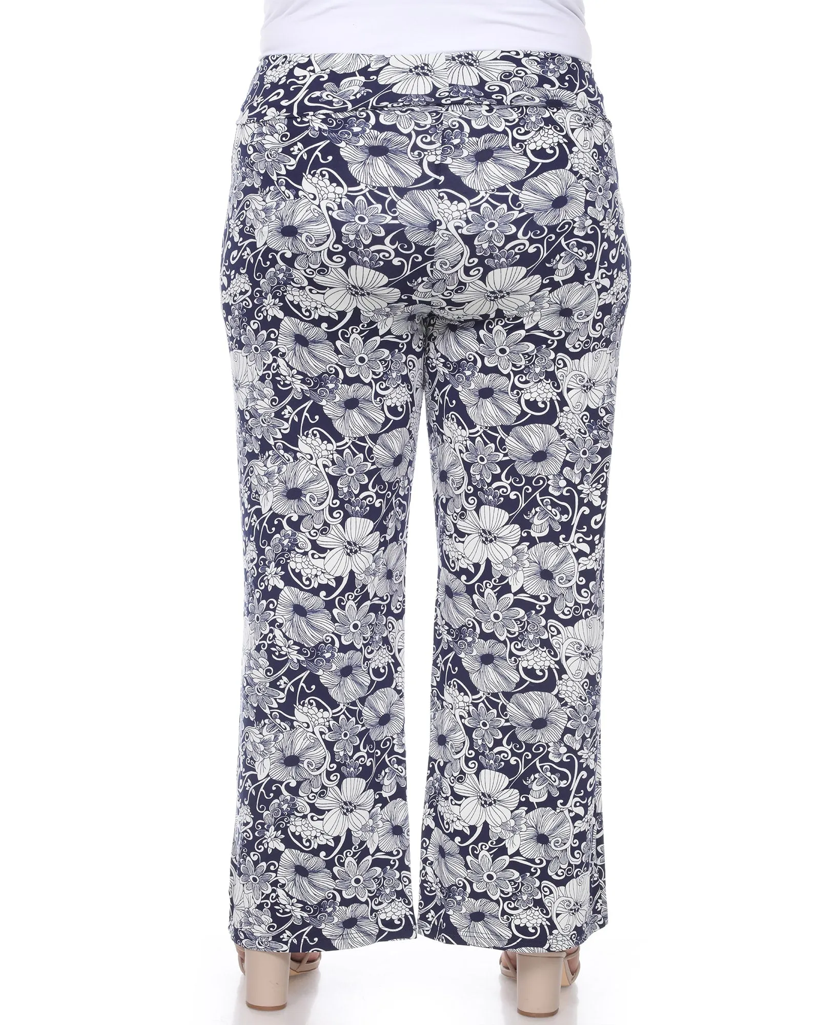 Floral Paisley Palazzo Pants | Navy