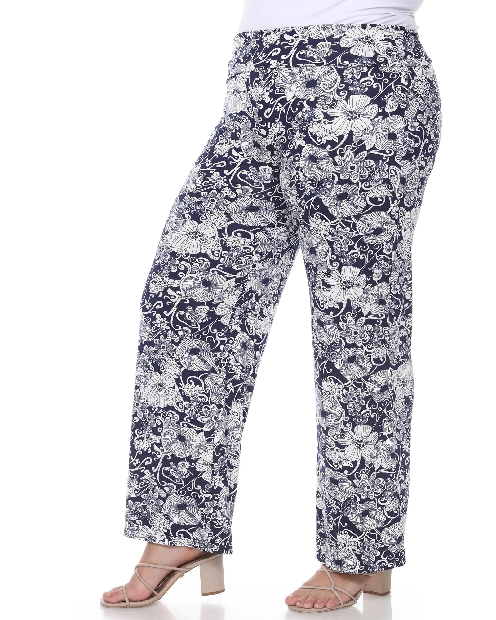 Floral Paisley Palazzo Pants | Navy