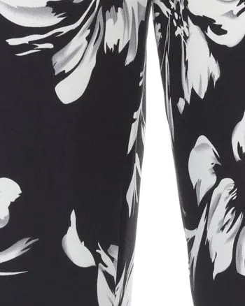 Flower Print  Palazzo Pants | Black