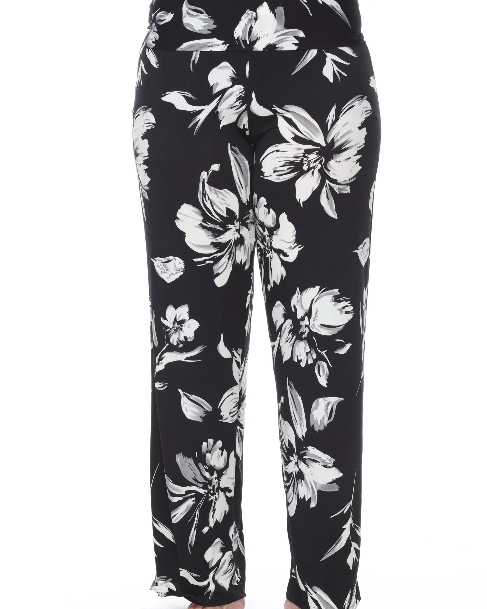 Flower Print  Palazzo Pants | Black