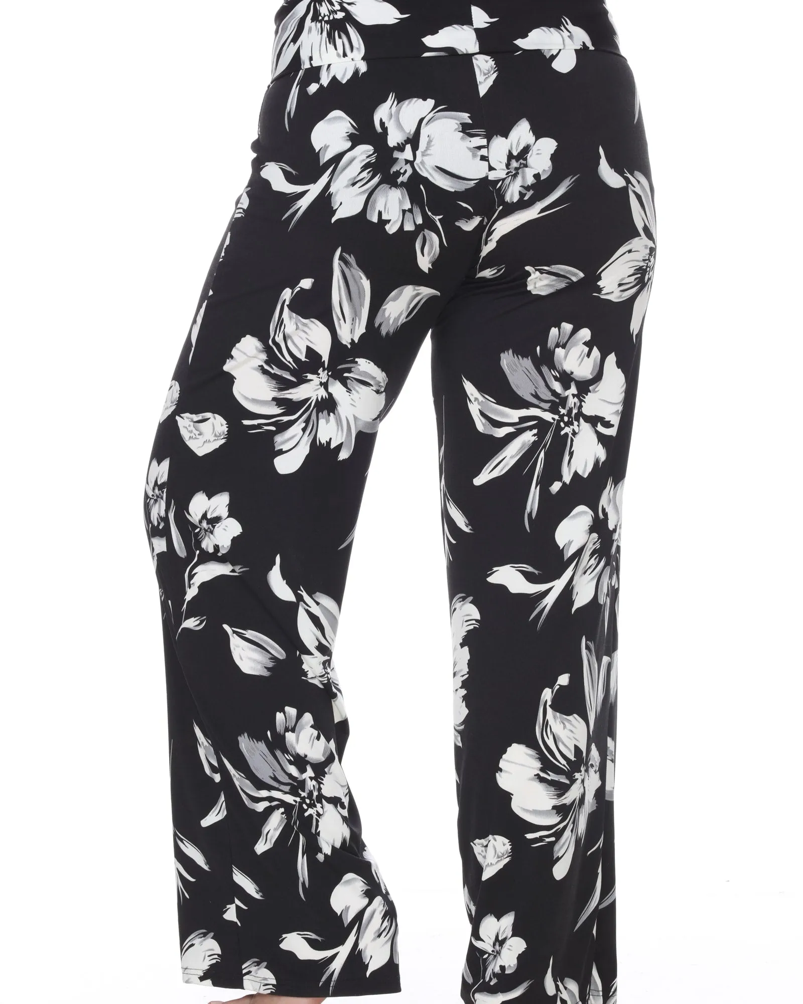 Flower Print  Palazzo Pants | Black