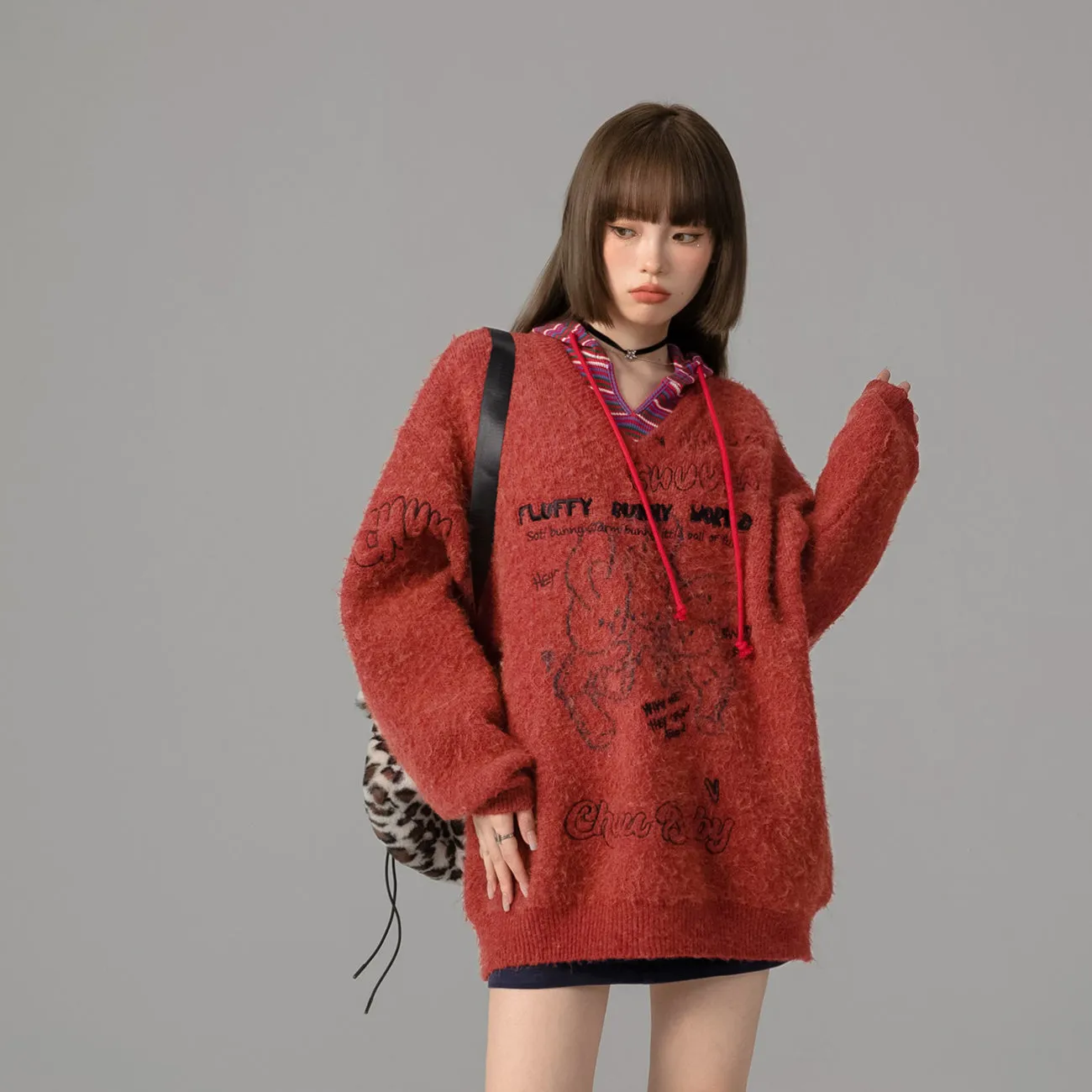 Fluffy Bunny World Oversized Knit Sweater