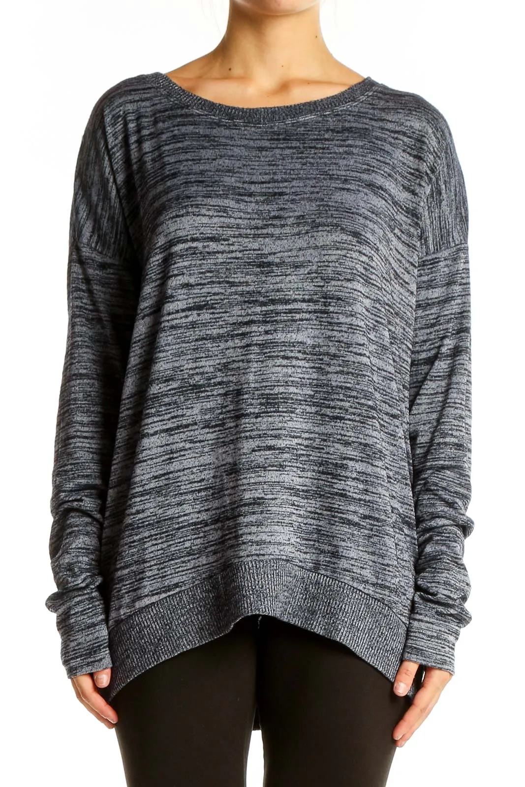 Gray Marled Oversized Knit Sweater