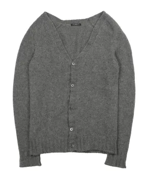 Grey Knit Cashmere Cardigan Sweater