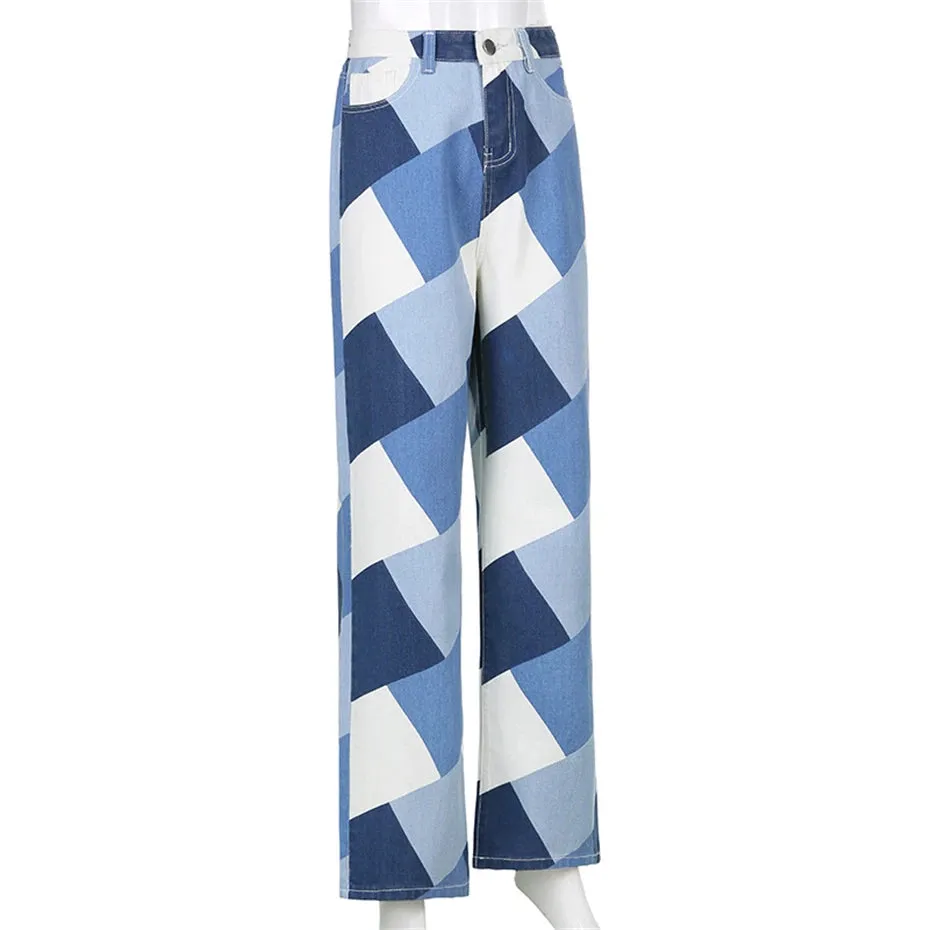 Harlequin Diamonds Wide Leg Jeans