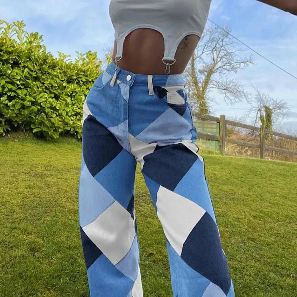 Harlequin Diamonds Wide Leg Jeans