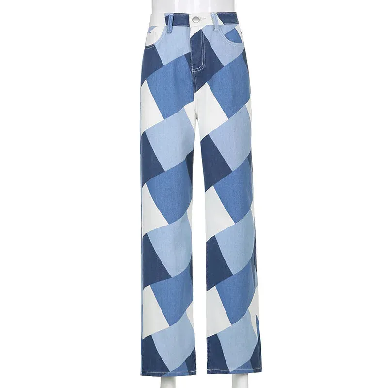 Harlequin Diamonds Wide Leg Jeans