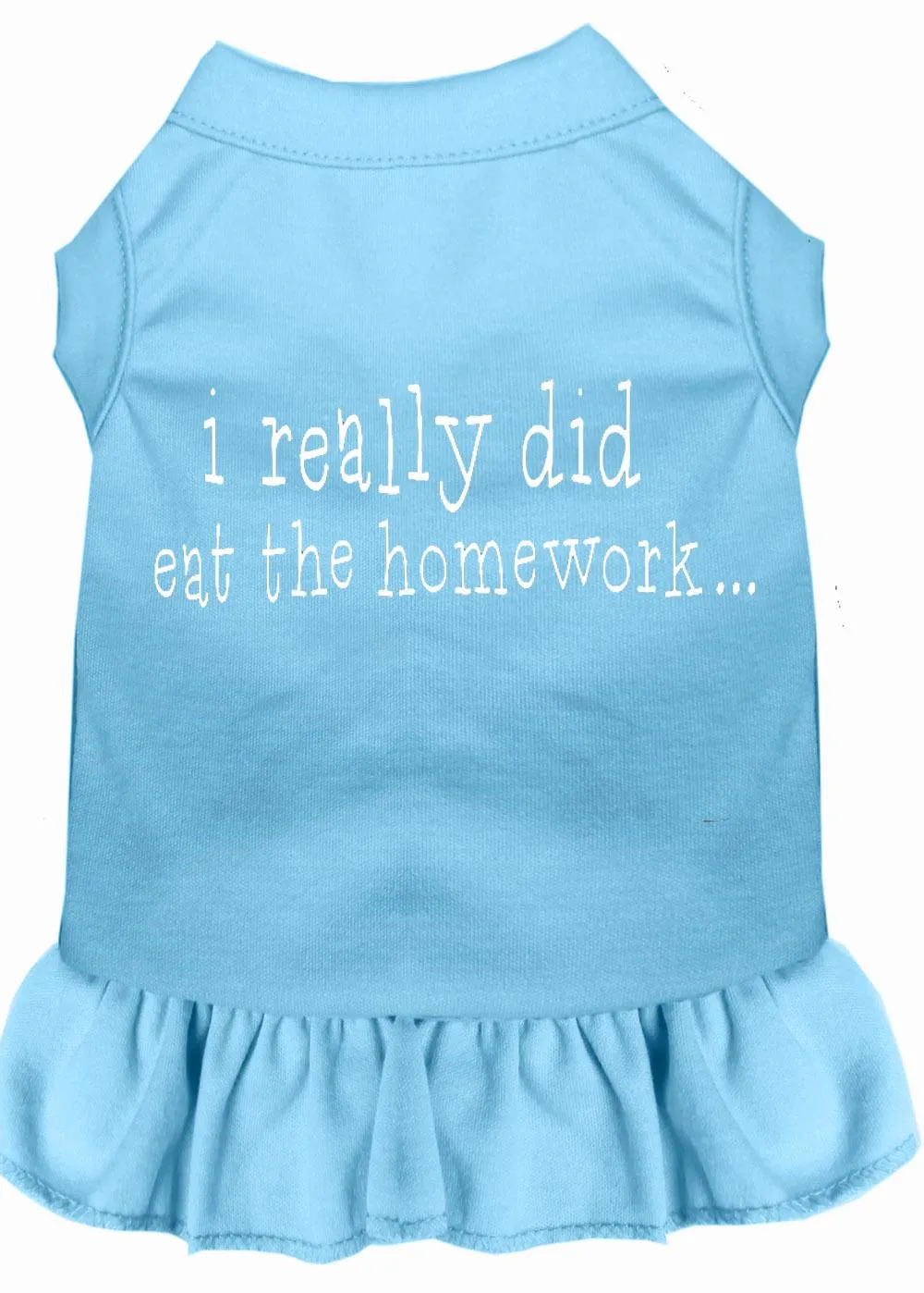 I Really Did Eat The Homework Screen Print Dress Baby Blue Xl (16)