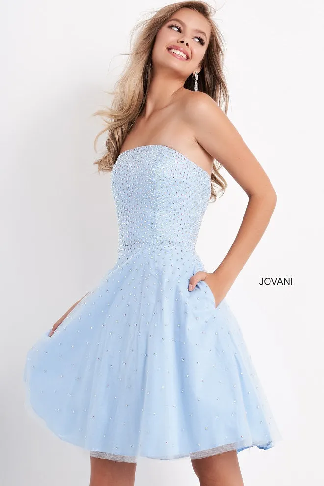 Jovani Kids K68936 Strapless Fit & Flare Beaded Girls Formal Party Dress Crystal