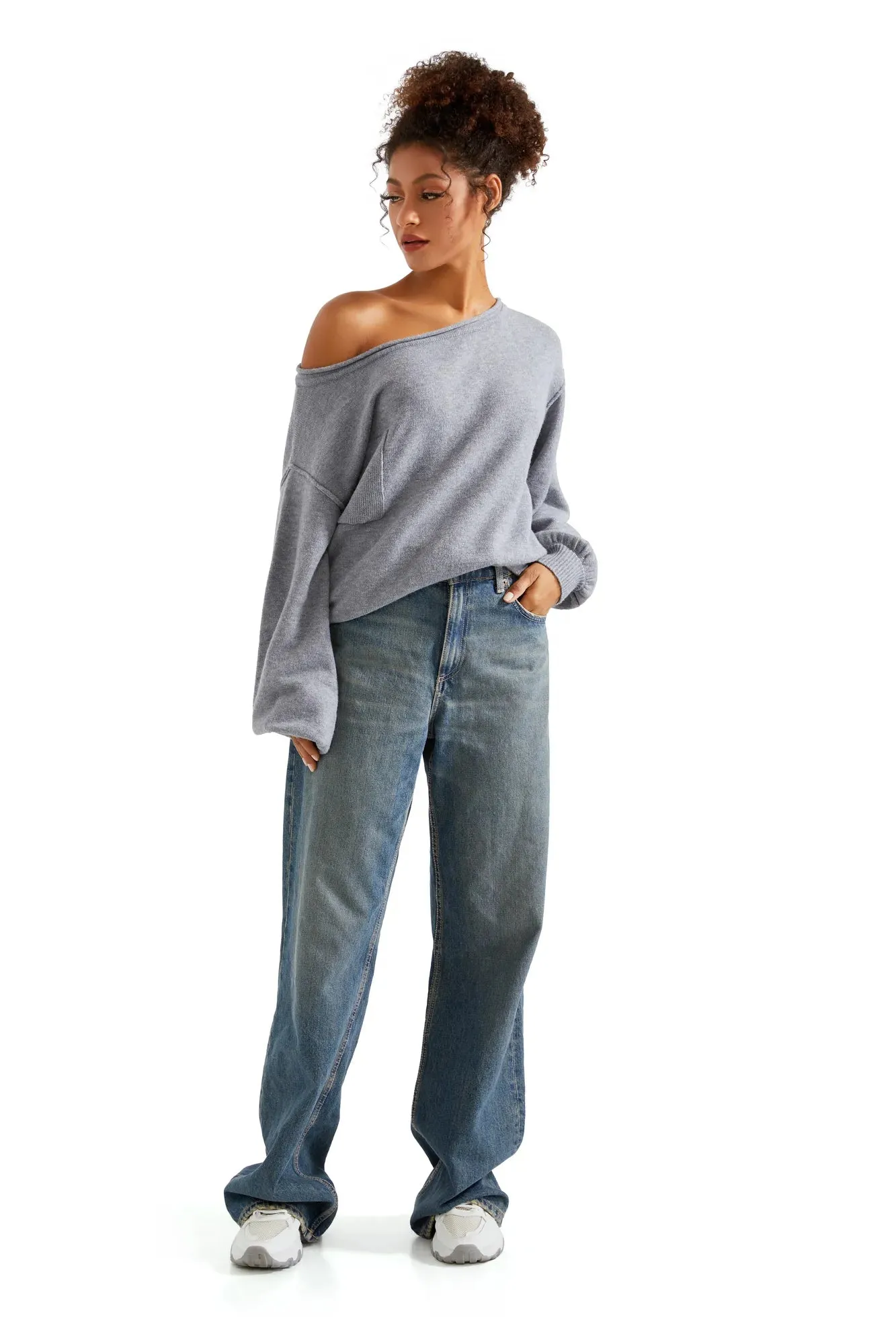 Knit Off Shoulder Sweater Shirts