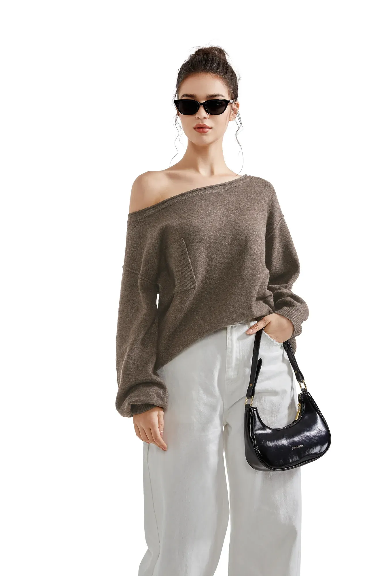 Knit Off Shoulder Sweater Shirts